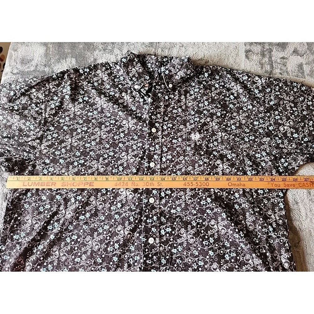 Panhandle Slims Mens Long Sleeve Western Shirt Black With Turquoise Size Large - Picture 6 of 10